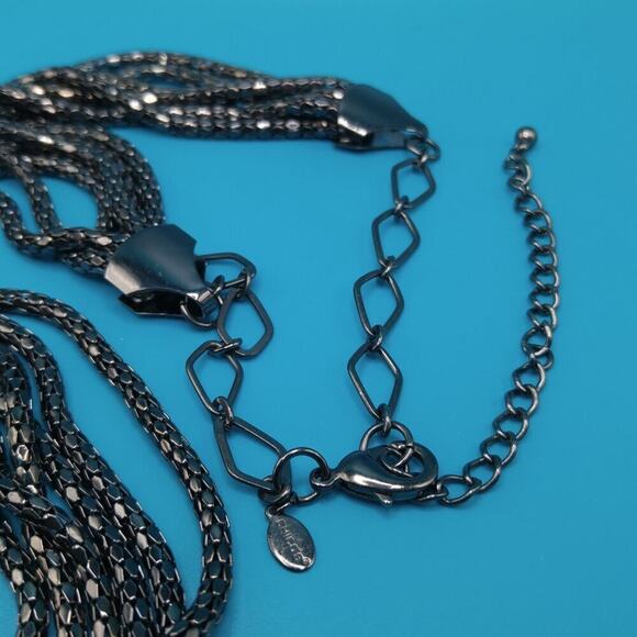 Chico's Long Gunmetal Grey Mesh Chain Necklace, Six Strands, 32 Inches - Picture 6 of 7